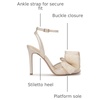 image:imageJessica Simpson Womens Olivine Bow Heeled SandalPale Champagne Sparkle Lace