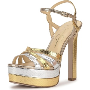 image:imageJessica Simpson Itzari Double Platform Heeled SandalsGoldSilver