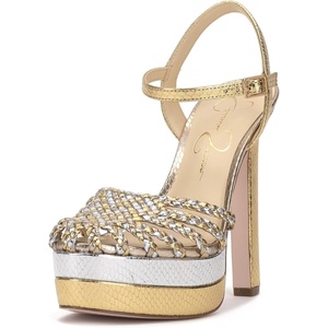 image:imageJessica Simpson Womens Inaia Braided Double Platform SandalSilverGold