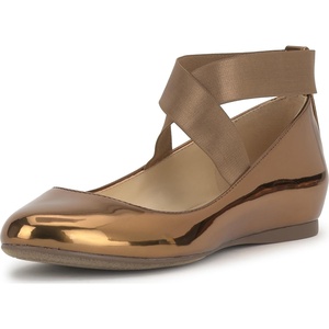 image:imageJessica Simpson Womens Mandayss Cross Strap Ballet FlatBronze Mirror Metallic