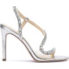 image:imageJessica Simpson Jaycin Embellished Heeled SandalsSilverClear Metallic Snake Print
