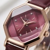 image:imageJessica Simpson Womens Leather Band Watch Octagon Faceted Crystal Dial Classic Quartz Movement Stylish Dress Watch for WomenRose Gold