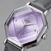 image:imageJessica Simpson Womens Leather Band Watch Octagon Faceted Crystal Dial Classic Quartz Movement Stylish Dress Watch for WomenSilver