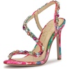 image:imageJessica Simpson Jaycin Embellished Heeled SandalsBright White Painted Petals Printed Satin