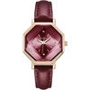 image:imageJessica Simpson Womens Leather Band Watch Octagon Faceted Crystal Dial Classic Quartz Movement Stylish Dress Watch for WomenRose Gold