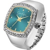 image:imageJessica Simpson Womens Silver Adjustable Ring Watch  Crystal Bezel Quartz Analog Mini Dial Stretch Band Fashion Jewelry AccessorySilverTeal