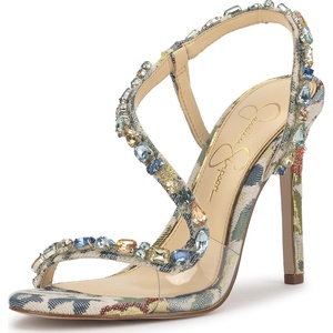 image:imageJessica Simpson Jaycin Embellished Heeled SandalsCream Multi