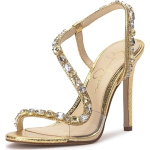 image:imageJessica Simpson Jaycin Embellished Heeled SandalsGold Metallic Snake Print