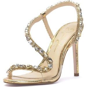 image:imageJessica Simpson Jaycin Embellished Heeled SandalsGoldClear