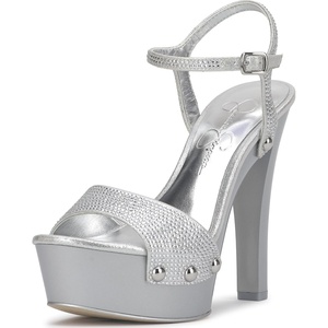 image:imageJessica Simpson Womens Calenta Studded Platform SandalSilver Shimmer