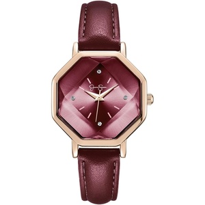image:imageJessica Simpson Womens Leather Band Watch Octagon Faceted Crystal Dial Classic Quartz Movement Stylish Dress Watch for WomenRose Gold