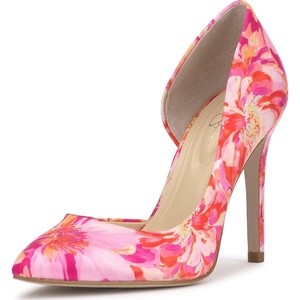 image:imageJessica Simpson Womens Prizma DOrsay PumpPinkOrange Painterly Floral Satin