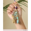 image:imageJessica Simpson Turquoise or Pave Crystal Bag Charm Keychain for WomenGold Turquoise Dangle