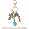 image:imageJessica Simpson Turquoise or Pave Crystal Bag Charm Keychain for WomenGold Turquoise Dangle