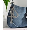 image:imageJessica Simpson Turquoise or Pave Crystal Bag Charm Keychain for WomenSilver Cross