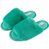 image:imageJessica Simpson Womens Plush Faux Fur Fuzzy Slide on Open Toe Slipper with Memory FoamSea Green