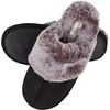 image:imageJessica Simpson womens Comfy Faux Fur House Slipper Scuff Memory Foam Slip on Antiskid SoleSlipperBlack