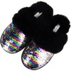 image:imageJessica Simpson womens Comfy Faux Fur House Slipper Scuff Memory Foam Slip on Antiskid SoleSlipperMulticolor Sequin
