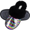 image:imageJessica Simpson womens Comfy Faux Fur House Slipper Scuff Memory Foam Slip on Antiskid SoleSlipperMulticolor Sequin