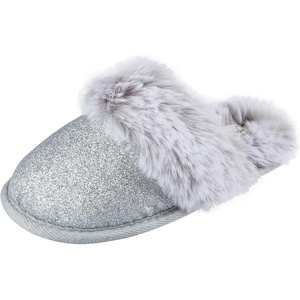 image:imageJessica Simpson Girls Comfy Slippers  Cute Faux Fur Slipon Shoes Memory Foam House SlipperSilver