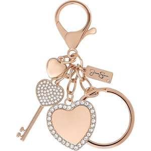 image:imageJessica Simpson Turquoise or Pave Crystal Bag Charm Keychain for WomenGold Heart Key