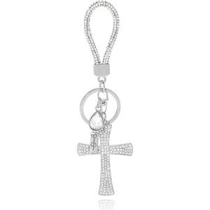 image:imageJessica Simpson Turquoise or Pave Crystal Bag Charm Keychain for WomenSilver Cross