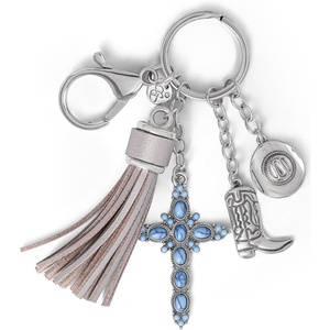 image:imageJessica Simpson Turquoise or Pave Crystal Bag Charm Keychain for WomenTurquoise Cross