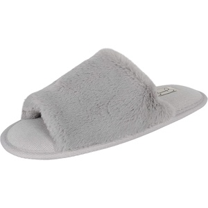 image:imageJessica Simpson Womens Plush Faux Fur Fuzzy Slide on Open Toe Slipper with Memory FoamGrey