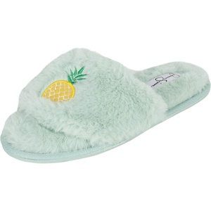 image:imageJessica Simpson Womens Plush Faux Fur Fuzzy Slide on Open Toe Slipper with Memory FoamMint