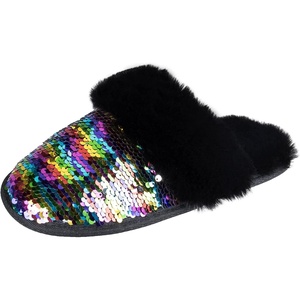 image:imageJessica Simpson womens Comfy Faux Fur House Slipper Scuff Memory Foam Slip on Antiskid SoleSlipperMulticolor Sequin