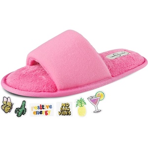 image:imageJessica Simpson womens Slideon Open Toe Slippers With Removable PatchesNeon Pink