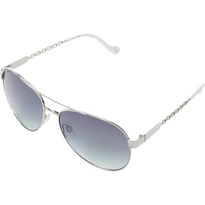 image:imageJessica Simpson Womens Classic Elegant and Metal Aviator Pilot Sunglasses UV400 ProtectionSilverWhite FrameSmokeGreenTinted Lens