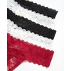 image:imageJessica Simpson Womens Thong Underwear  5 Pack Microfiber Stretch Lace Panties Soft amp Sexy Lingerie for WomenBlackBlackGardeniaGardeniaJester Red