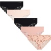 image:imageJessica Simpson Womens Hipster Underwear  5 Pack Microfiber Lace Trim No Show Seamless Panties Sizes SXLRose Multi