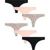 image:imageJessica Simpson Womens Thong Panties  6 Pack Seamless Lace Microfiber Underwear for Women SXLAnimal Pearl BlushBlackPearl Blush
