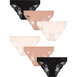 image:imageJessica Simpson Womens Bikini Panties  6 Pack Seamless Lace Womens Underwear  Microfiber Bikinis for Women Sizes SXLPearlDolceBlack