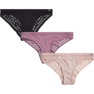 image:imageJessica Simpson Womens Tanga Underwear  3 Pack6 Pack Soft Microfiber Lace Back Panties  Breathable Underwear for WomenGrape 3pk