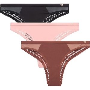 image:imageJessica Simpson Womens Tanga Underwear  3 Pack6 Pack Soft Microfiber Lace Back Panties  Breathable Underwear for WomenRose 3pk