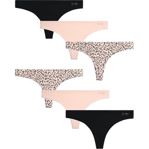 image:imageJessica Simpson Womens Thong Panties  6 Pack Seamless Lace Microfiber Underwear for Women SXLAnimal Pearl BlushBlackPearl Blush