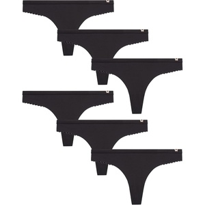 image:imageJessica Simpson Womens Thong Panties  6 Pack Seamless Lace Microfiber Underwear for Women SXLBlackBlackBlack