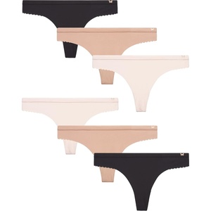 image:imageJessica Simpson Womens Thong Panties  6 Pack Seamless Lace Microfiber Underwear for Women SXLDolcePearlBlack