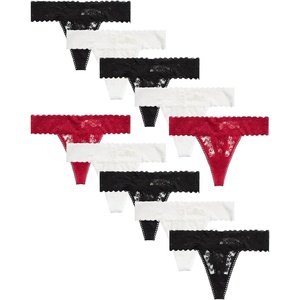 image:imageJessica Simpson Womens Thong Underwear  10 Pack Microfiber Stretch Lace Panties Soft amp Sexy LingerieBlackGardeniaJester Red