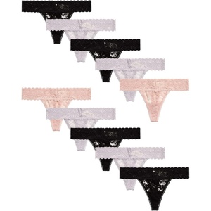 image:imageJessica Simpson Womens Thong Underwear  10 Pack Microfiber Stretch Lace Panties Soft amp Sexy LingerieRose SmokeBlackRaindrops