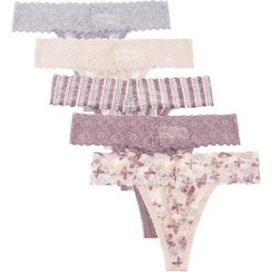 image:imageJessica Simpson Womens Thong Underwear  5 Pack Microfiber Stretch Lace Panties Soft amp Sexy Lingerie for Women5pack Stretch Lace GraySmokeShadow StripeGrape ShakePainterly Butterfly