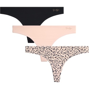 image:imageJessica Simpson Womens Underwear Breathable Thongs No Show Ladies Panties Soft Microfiber Stretch Lace Tanga 3 PackAnimal Pearl BlushBlackPearl Blush