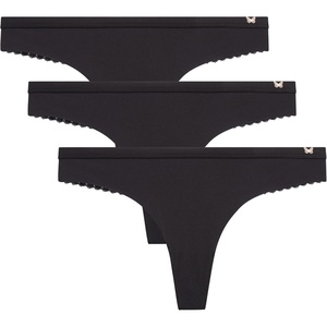 image:imageJessica Simpson Womens Underwear Breathable Thongs No Show Ladies Panties Soft Microfiber Stretch Lace Tanga 3 PackBlackBlackBlack