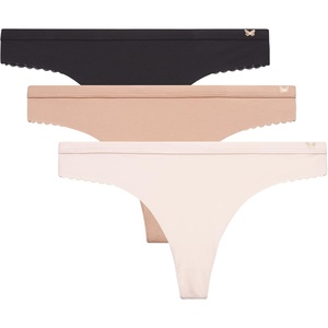 image:imageJessica Simpson Womens Underwear Breathable Thongs No Show Ladies Panties Soft Microfiber Stretch Lace Tanga 3 PackDolcePearlBlack