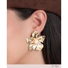 image:imageJessica Simpson GoldTone Flower Earrings for Women with Pearl Accent