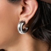 image:imageJessica Simpson Silver of GoldTone Hoop Earrings for Women TrendyWhite Half Circle