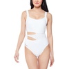 image:imageJessica Simpson Snake Charmer Asymmetric Tied OnePieceWhite Eyelet Side Tie